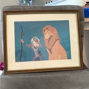 Vintage 1995 Disney Lithograph Art Print with Rafiki and Mufasa
